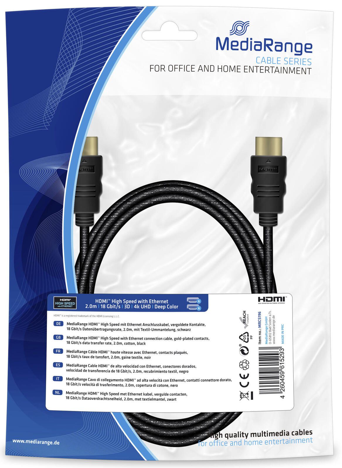 MediaRange HDMI-Kabel MRCS196 2 m