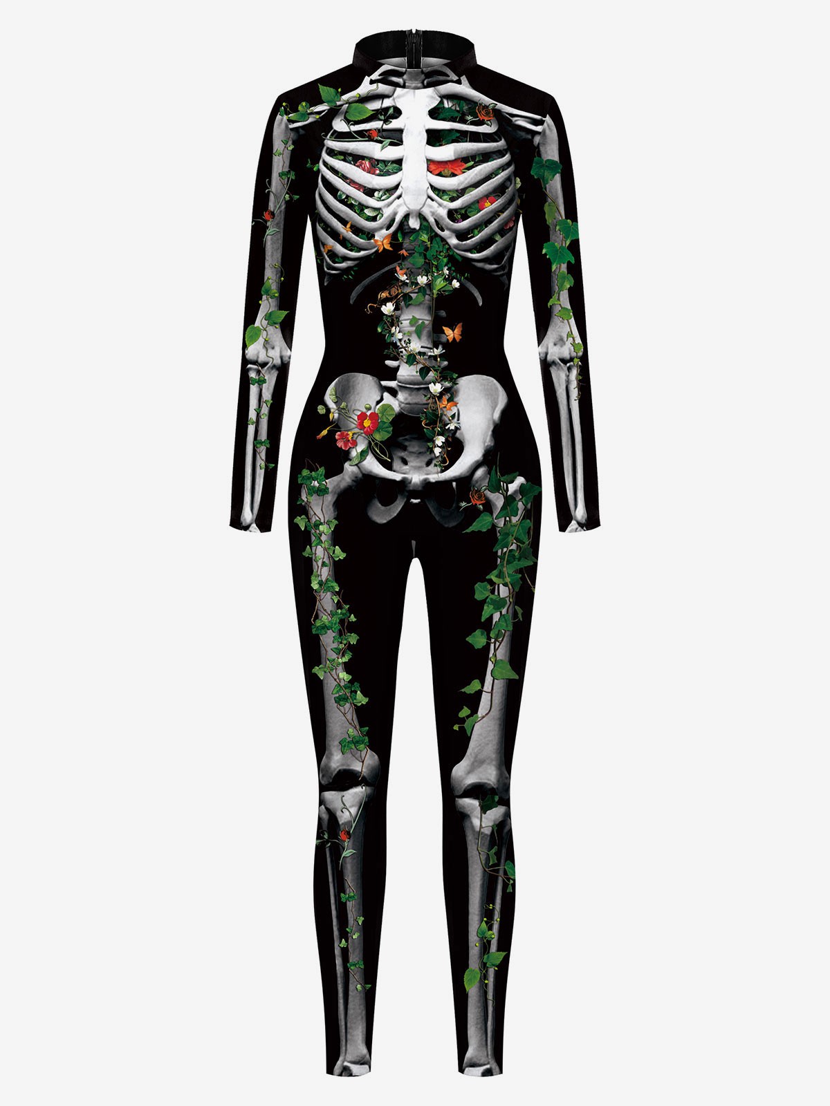 Monster Zentai Suits Halloween Women Halloween Zentai Jumpsuit Green Scary Skeleton Halloween Lycra Spandex Catsuit