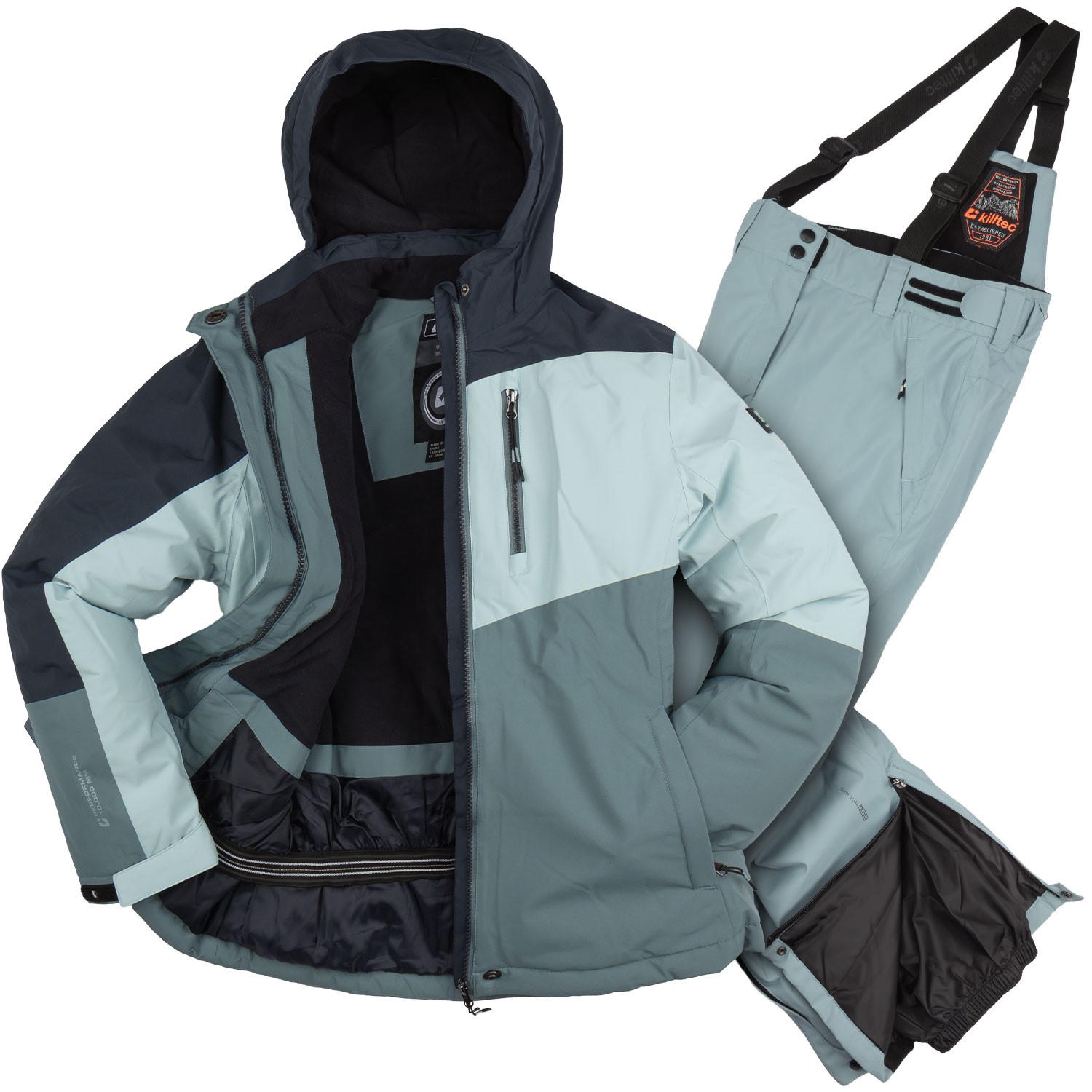 Killtec Skianzug Mädchen Blau wasserdicht Wassersäule 10.000 mm Größe 128 Set Skihose Skijacke 