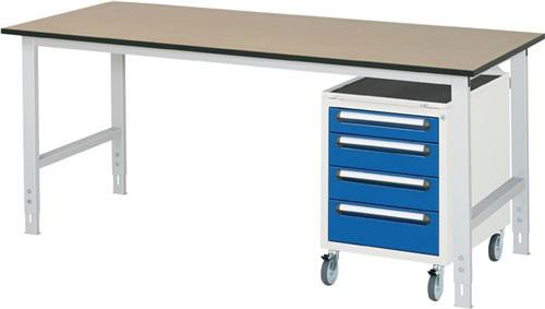 Arbeitstisch B1500xT1000xH760-1080mm, Arbeitsplatte MDF Gestell lichtgrau