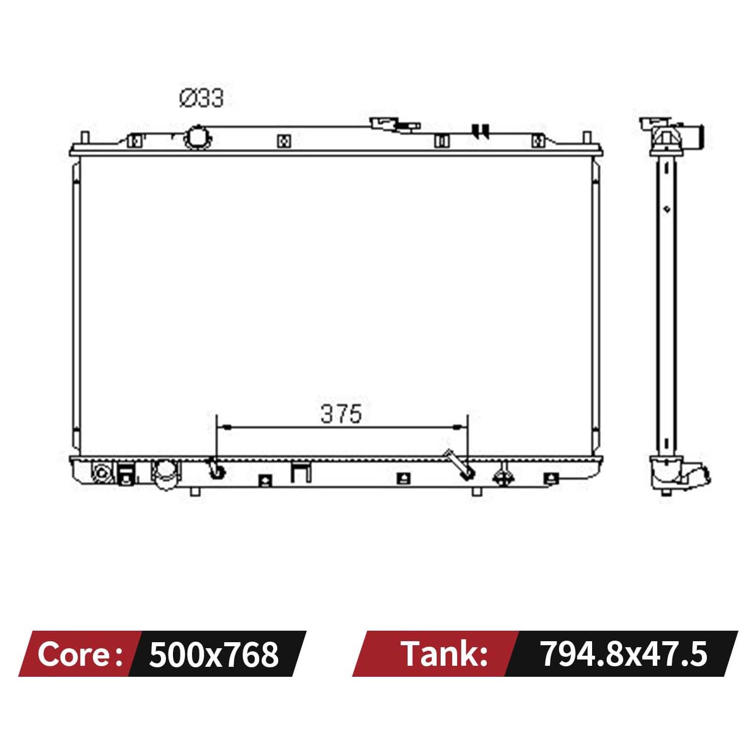 YITAMOTOR Aluminum Radiator - Direct Fit for 2005-2008 Honda Pilot, 2003-2006 Acura MDX | 3.5L V6 Engine