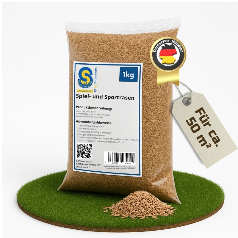 Samenshop24® Spiel- und Sportrasen 1kg für 50m²
