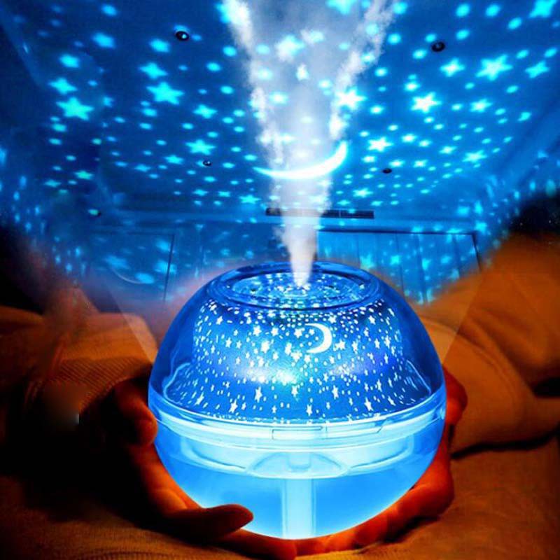USB Crystal Night Lamp Projector 500ml Air Humidifier Desktop Aroma Diffuser Ultrasonic Mist Maker LED Night Light for Home