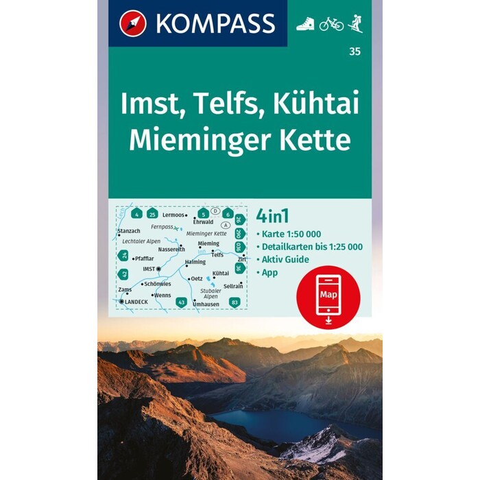 KOMPASS Wanderkarte 35 Imst, Telfs, Kühtai, Mieminger Kette 1:50.000