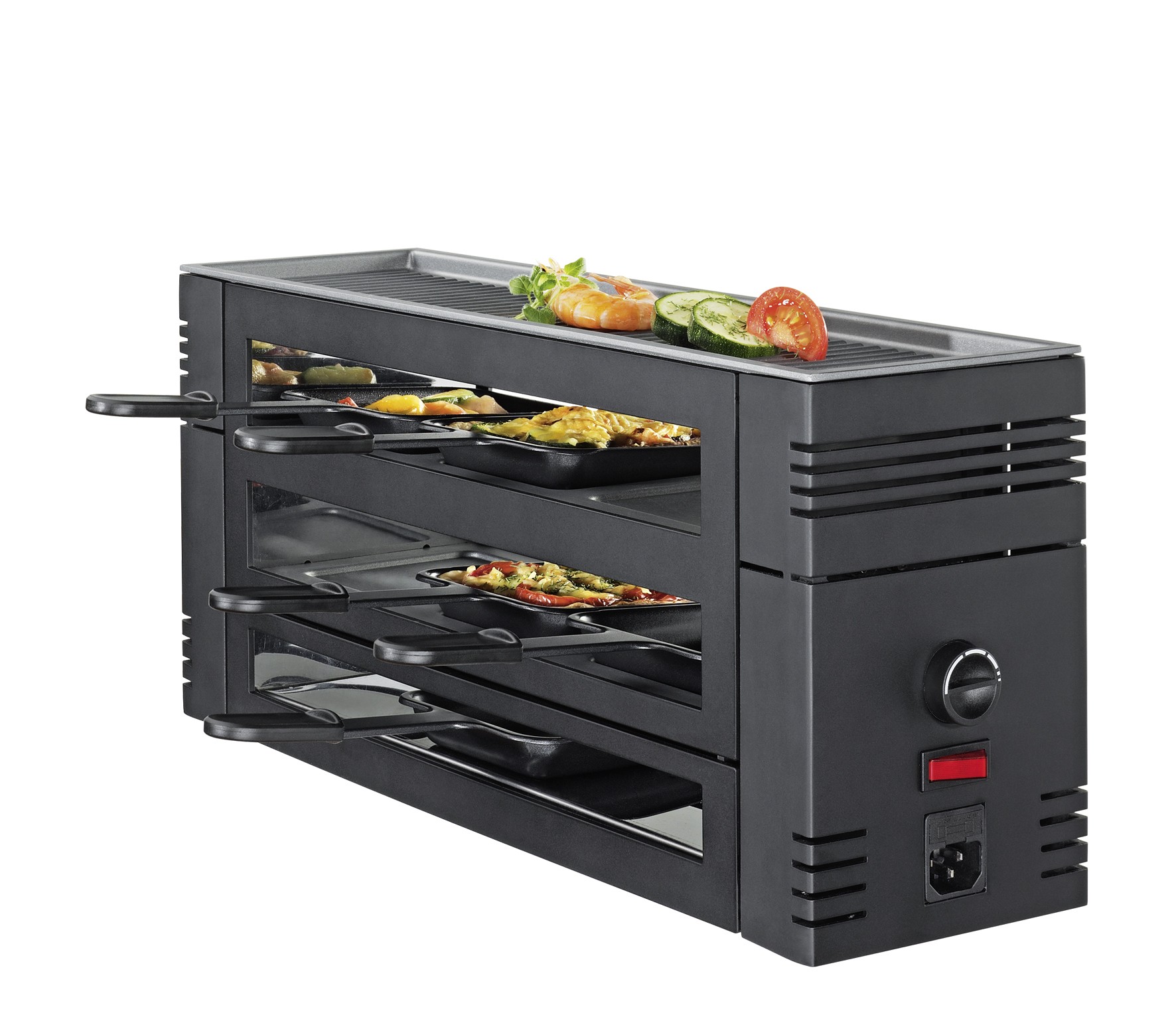 Pizza Raclette6  schwarz Back-, Raclette- und Grillvergnügen 