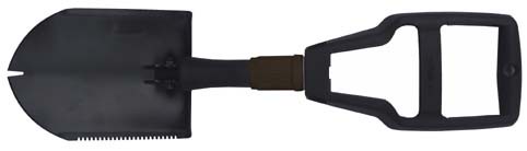 Klappspaten, Plastikgriff, 3-teilig, schwarz, mit Tasche