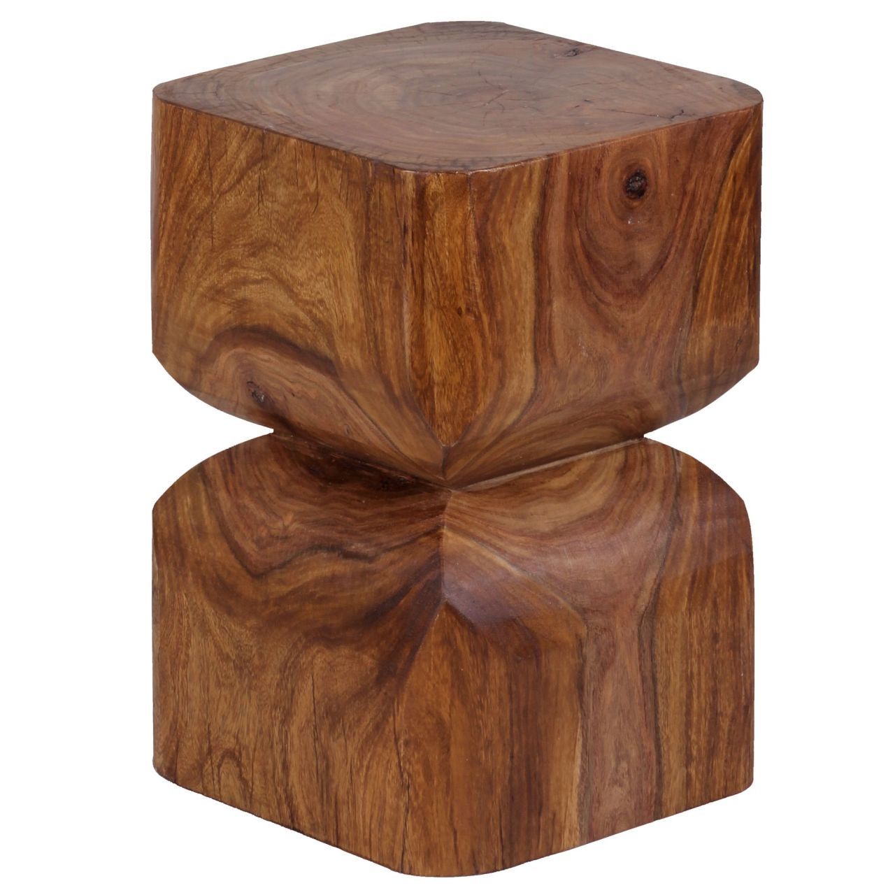 Beistelltisch WL1.562 Sheesham Vollholz 30x45x30cm Rustikaler Deko-Tisch, Blumentisch Holztisch Klein, Sofa Anstelltisch Braun| Kleiner Echtholz Tisch, Ablagetisch Wohnzimmertischchen 