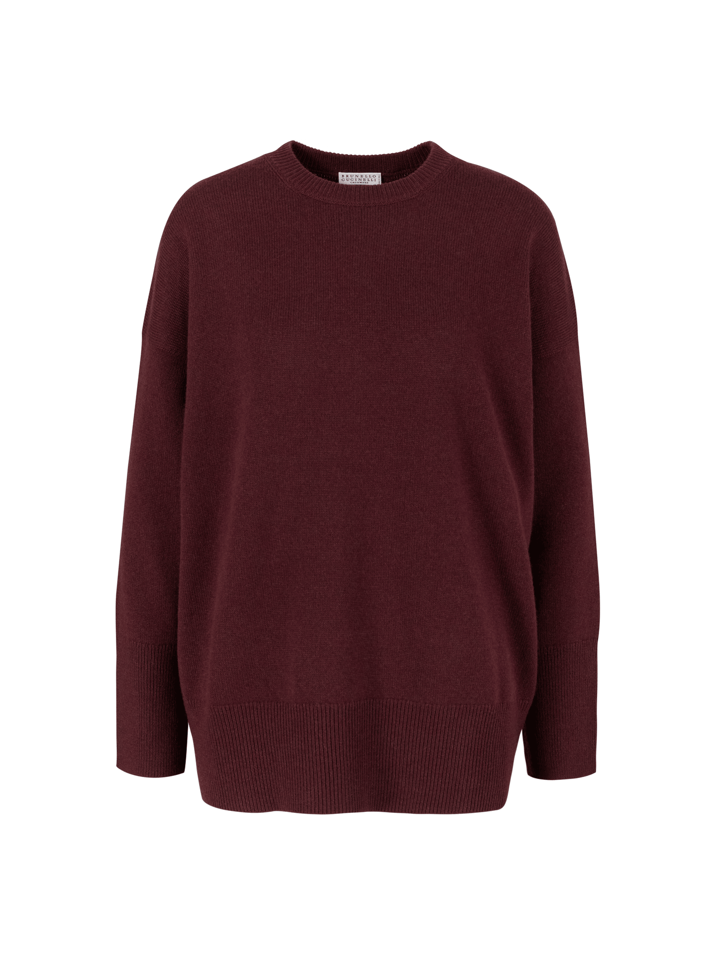 Cashmere-Rundhalspullover Bordeaux