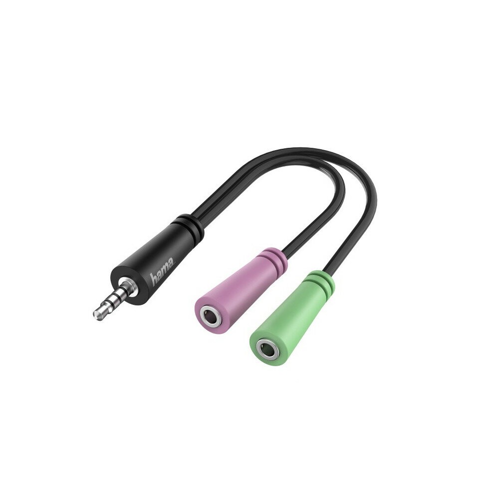 HAMA Audio-Adapter, 4pol. 3,5-mm-Klinke-Stecker - 2x 3pol. 3,5-mm-Klinke-Headset