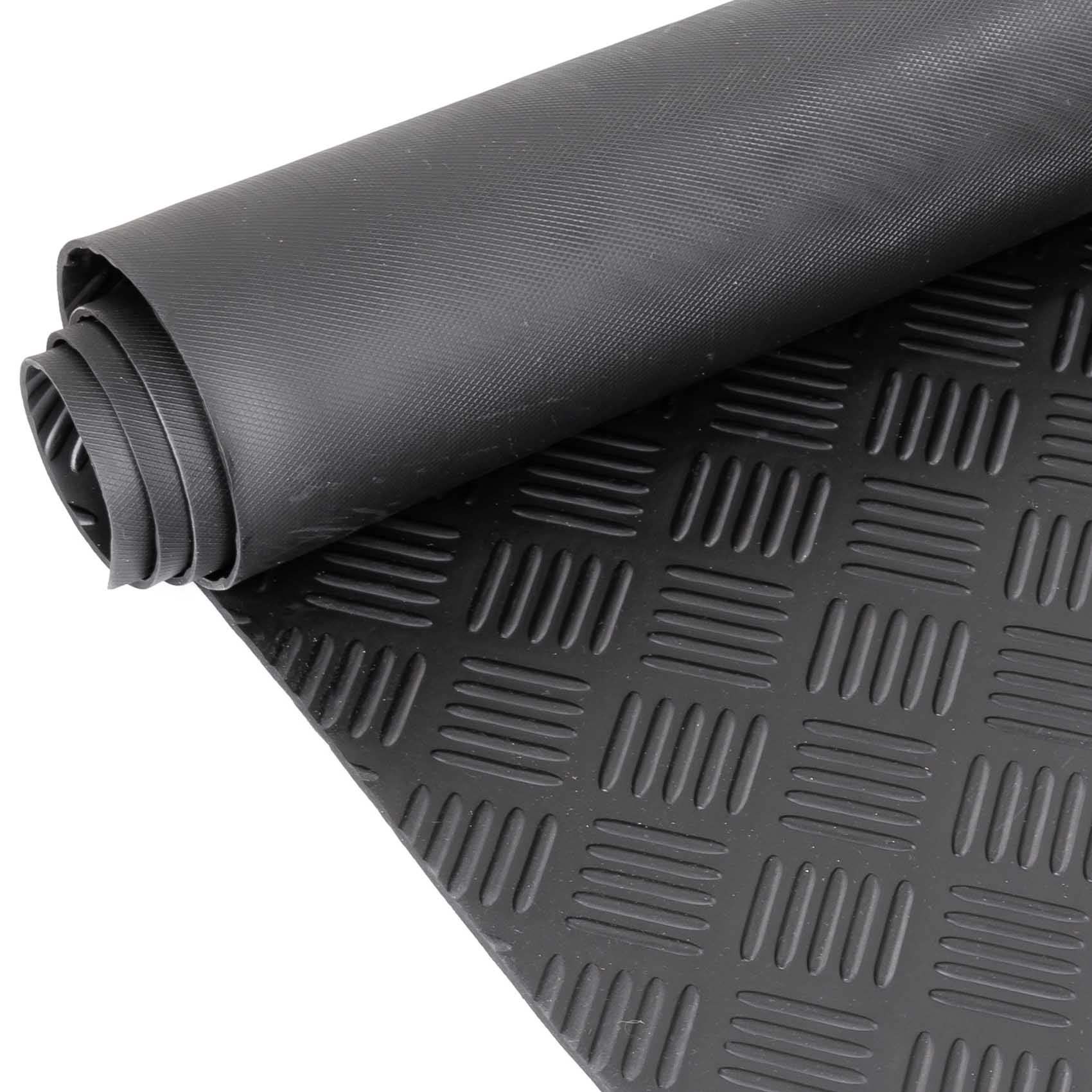 TPE Gummimatten Meterware Schwarz Bodenbelag Riffelblechmatte geruchsarm Gummi Stärke: 3mm -100 cm Breit Rollenware 50 x 100cm