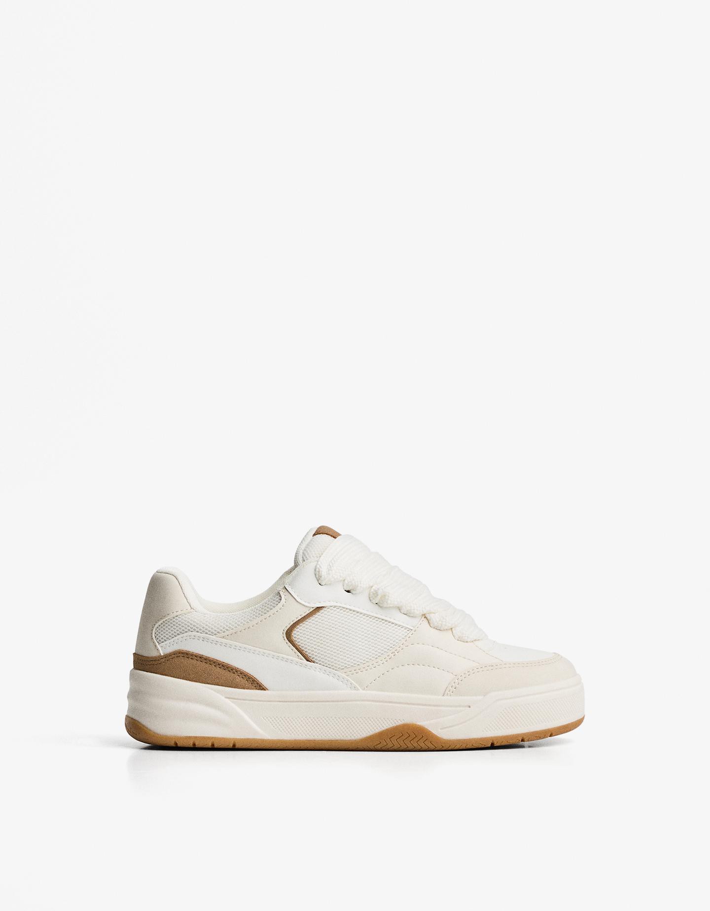 Bershka Sneaker Mit Dicker Sohle Und Materialmix Damen 34 Kombiniert