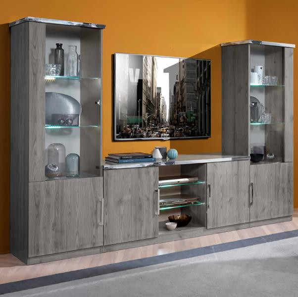 Moderne Wohnwand Wohnzimmer Wand Schrank Vitrine tv Fernseher Anrichte 3tlg