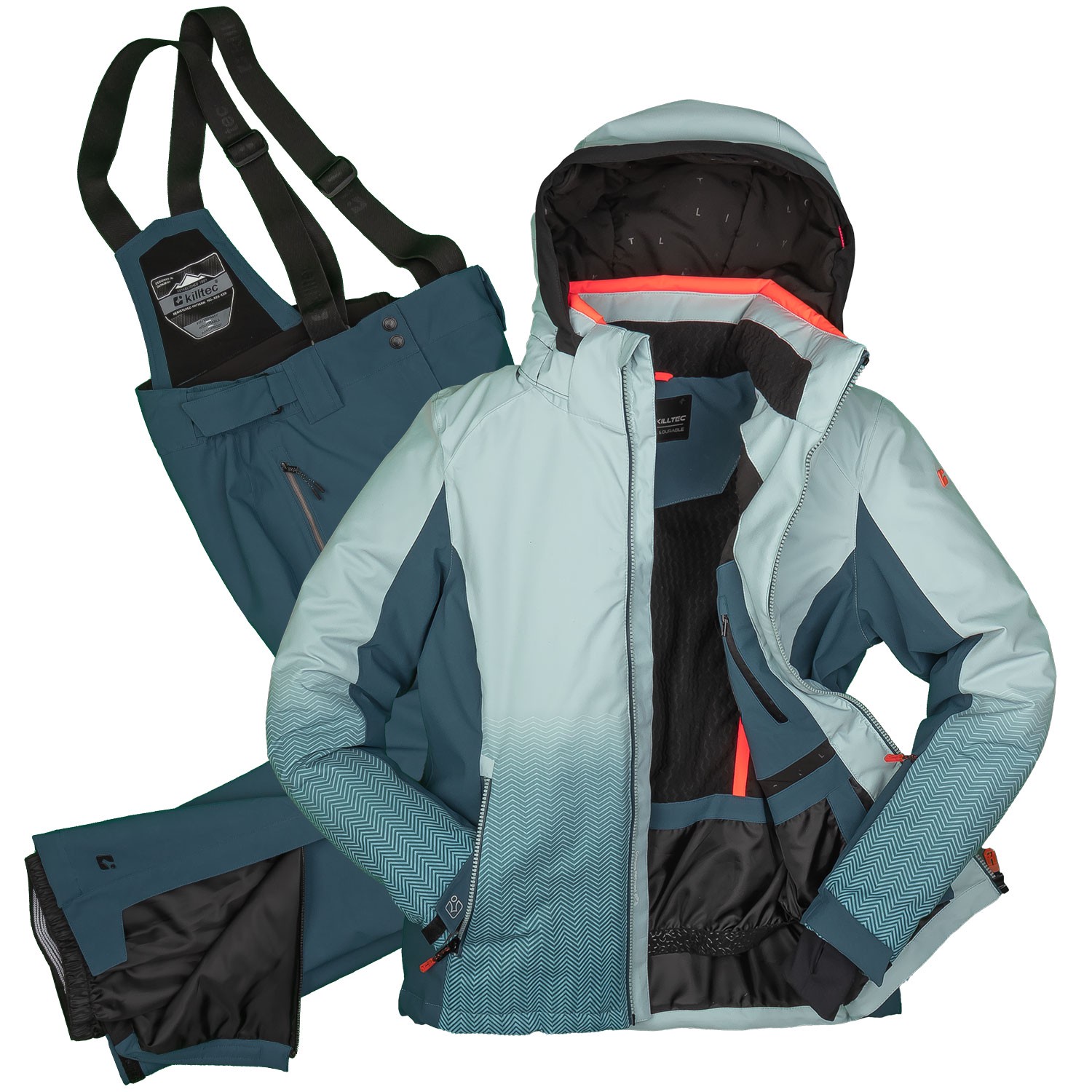 Killtec Skianzug Damen Skijacke hellblau Skihose petrol Größe 42