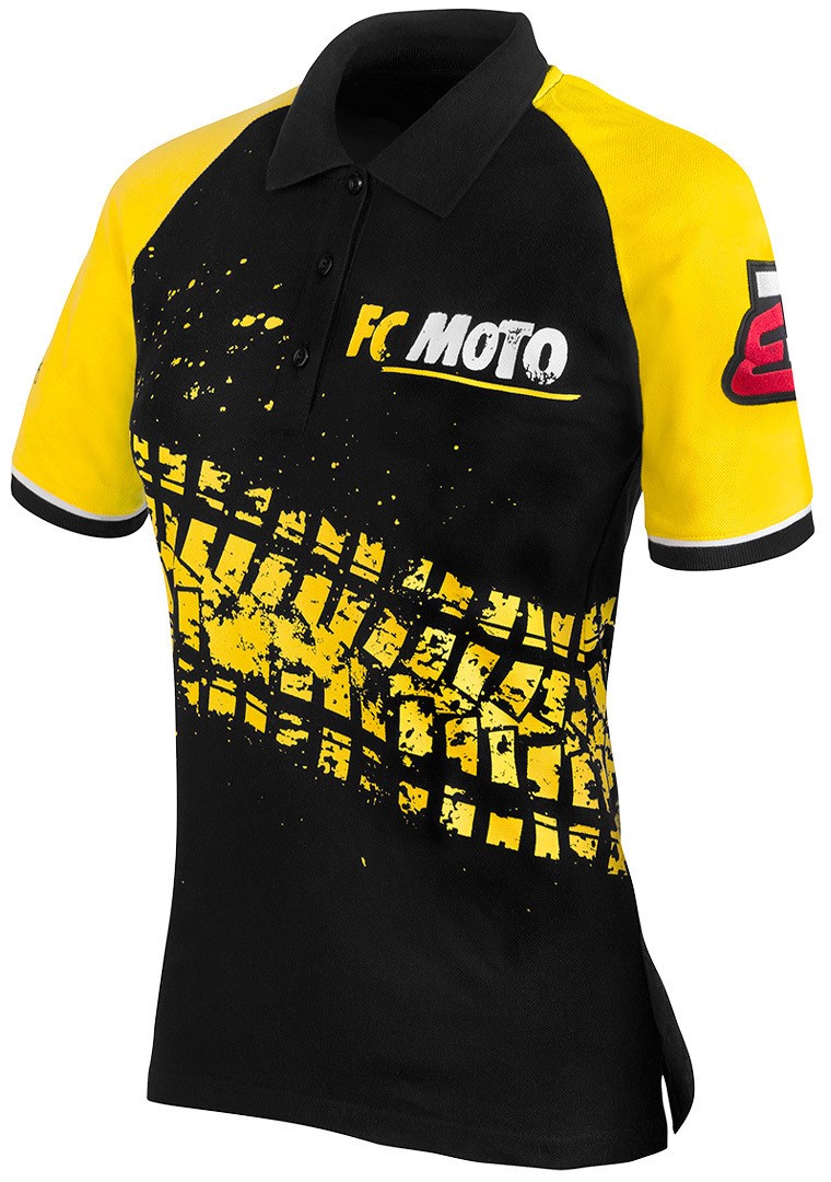 FC-Moto Corp Ladies poloshirt, sort-gul, størrelse XL til Kvinder