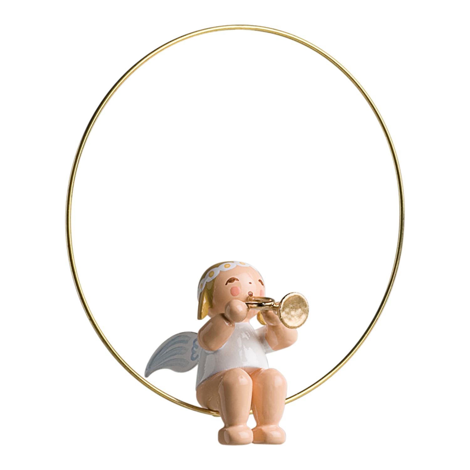 Christbaumengel im Ring mit Trompete