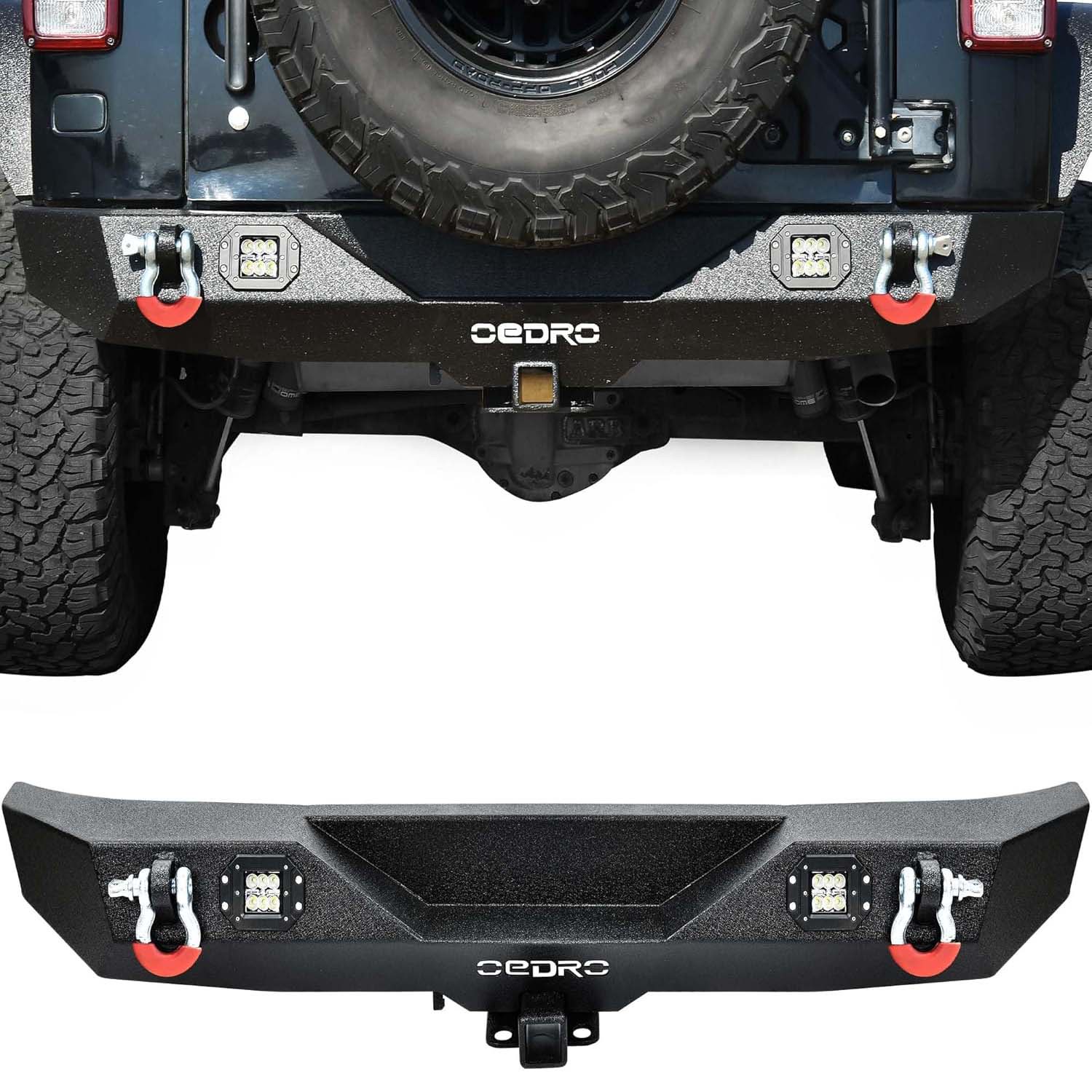 OEDRO Rear Bumper for 2007-2018 Jeep Wrangler JK & Unlimited with 2