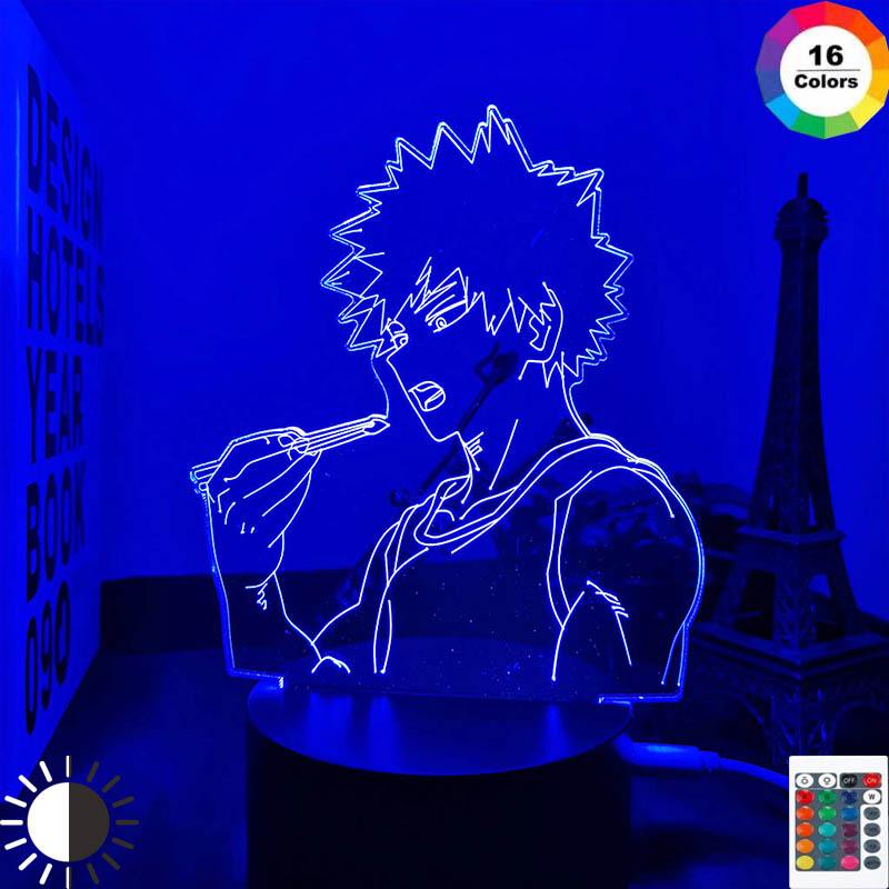 Lampe de nuit 3D lampe LED Bakugo My Hero Academia pour la chambre Décor Cadeau d'anniversaire Manga Gadget Katsuki Lumière Anime