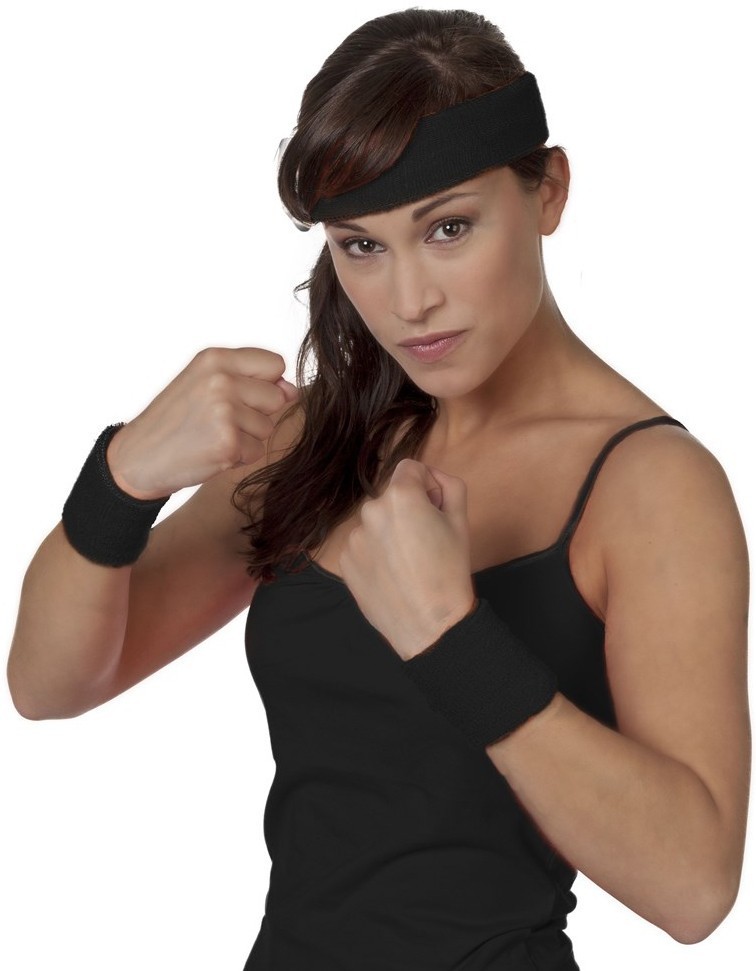 Schwarzes Stirn- & Schweißband Sport Set
