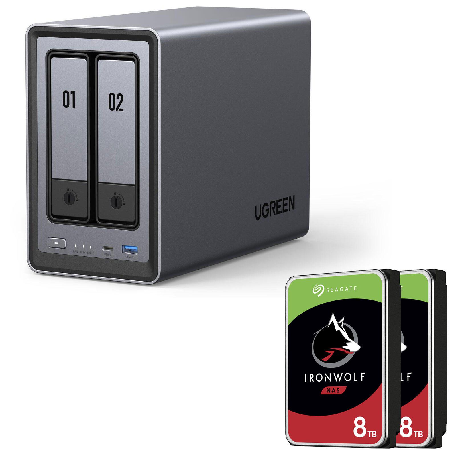 Ugreen NASync DXP2800 NAS System 2-Bay + SEAGATE Festplatte 16 TB (2 x 8 TB)