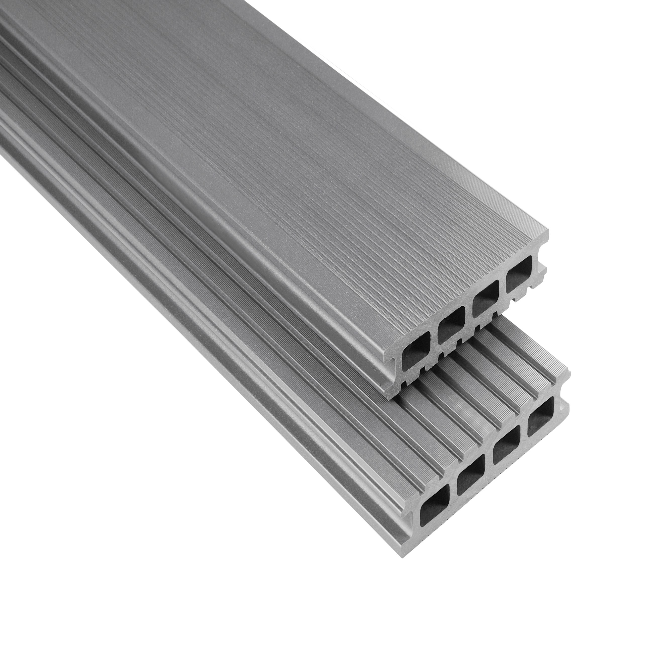 WPC Terrassendiele 14.5 x 2.6 cm Bodendiele Hohlkammer Standard Grau Terrasse Kovalex