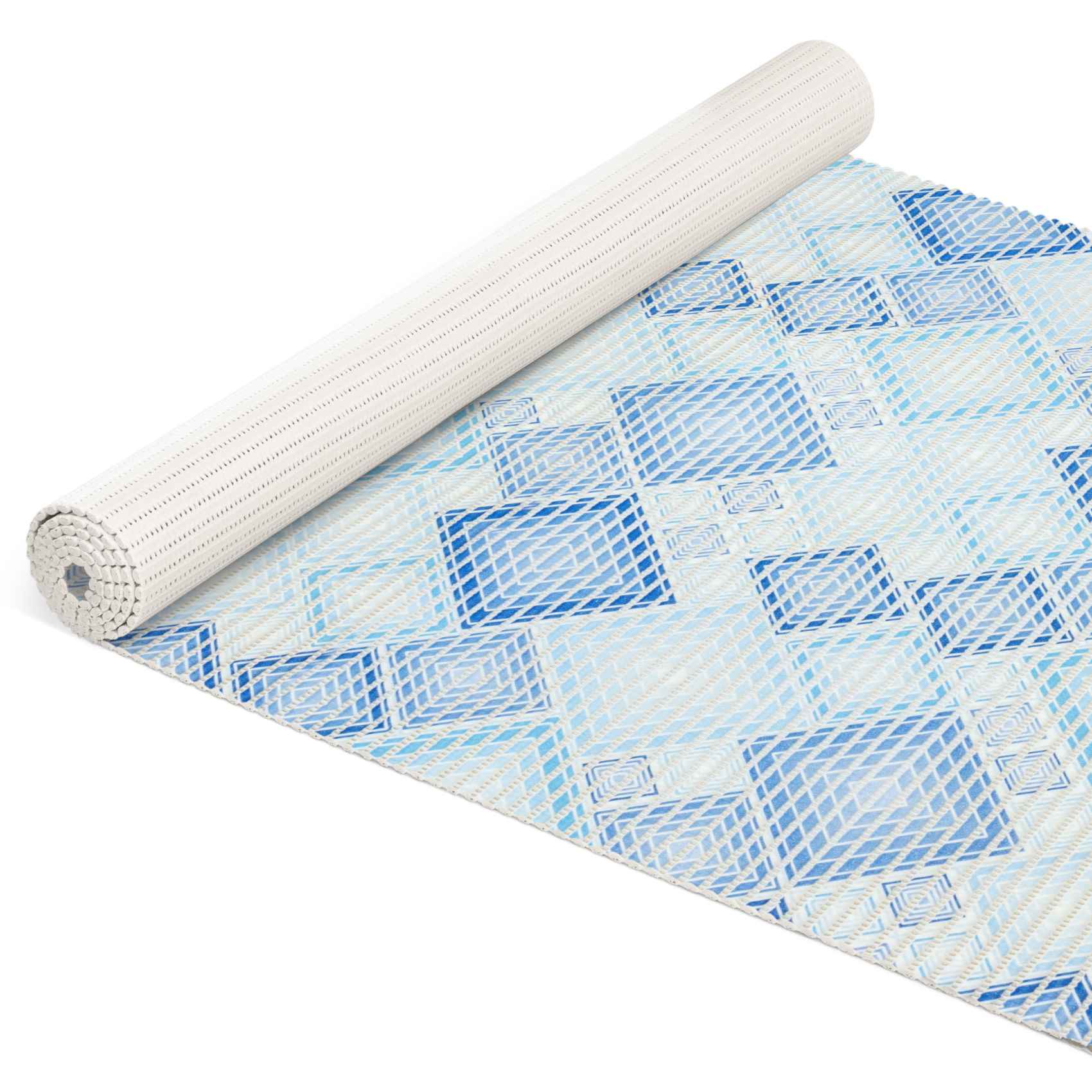 Weichschaummatte Badematte Karo Blau Breite 80cm Meterware 100x80cm