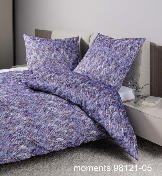 Janine Janine Mako-Satin Bettwäsche moments 98121 lila bunt Größe:  155x220 cm + 80x80 cm