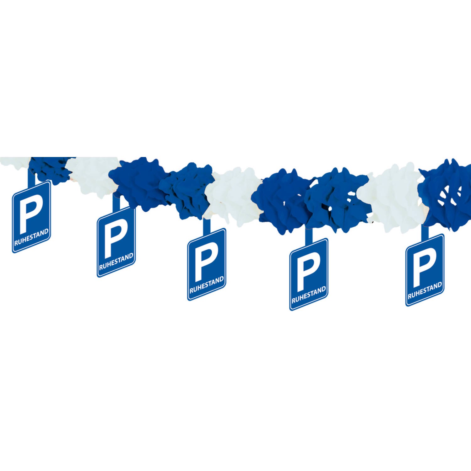 Girlande mit Hängern Ruhestand blau/weiß 4m