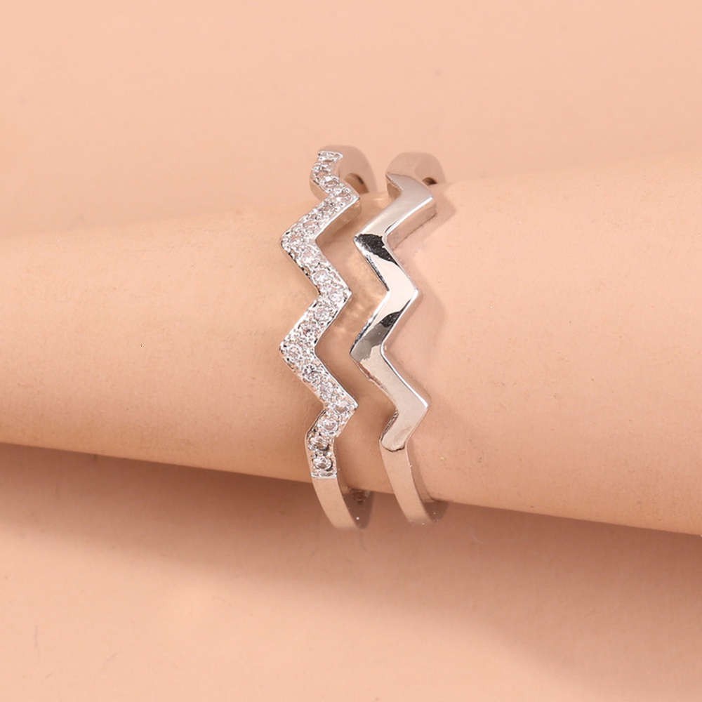 New creative wave double layer exquisite diamond ring for women