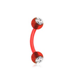Augenbrauen Piercing Barbell  mit Strass Steinchen flexibel