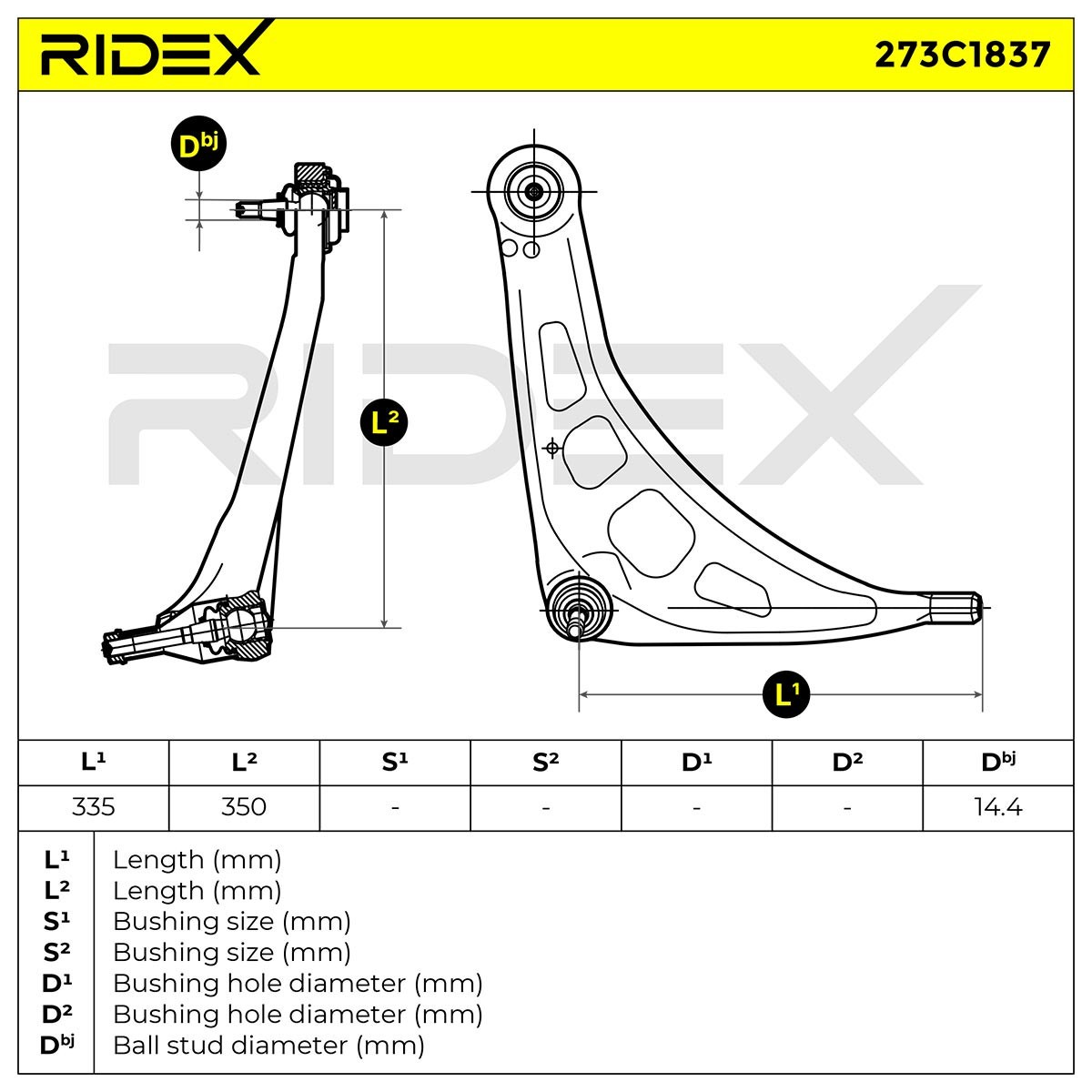 RIDEX 273C1837 Querlenker rechts, Aluminium, Querlenker, mit Stativ