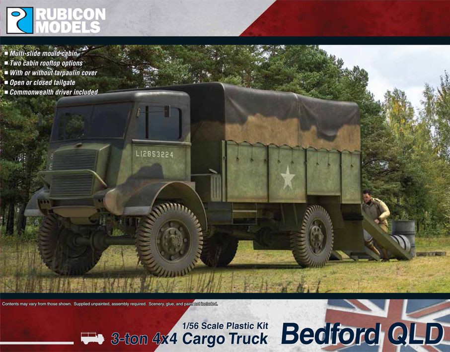 Rubicon Models Bedford QLD 3-ton 4x4 Cargo Truck 1/56 28mm Briten 280106 British
