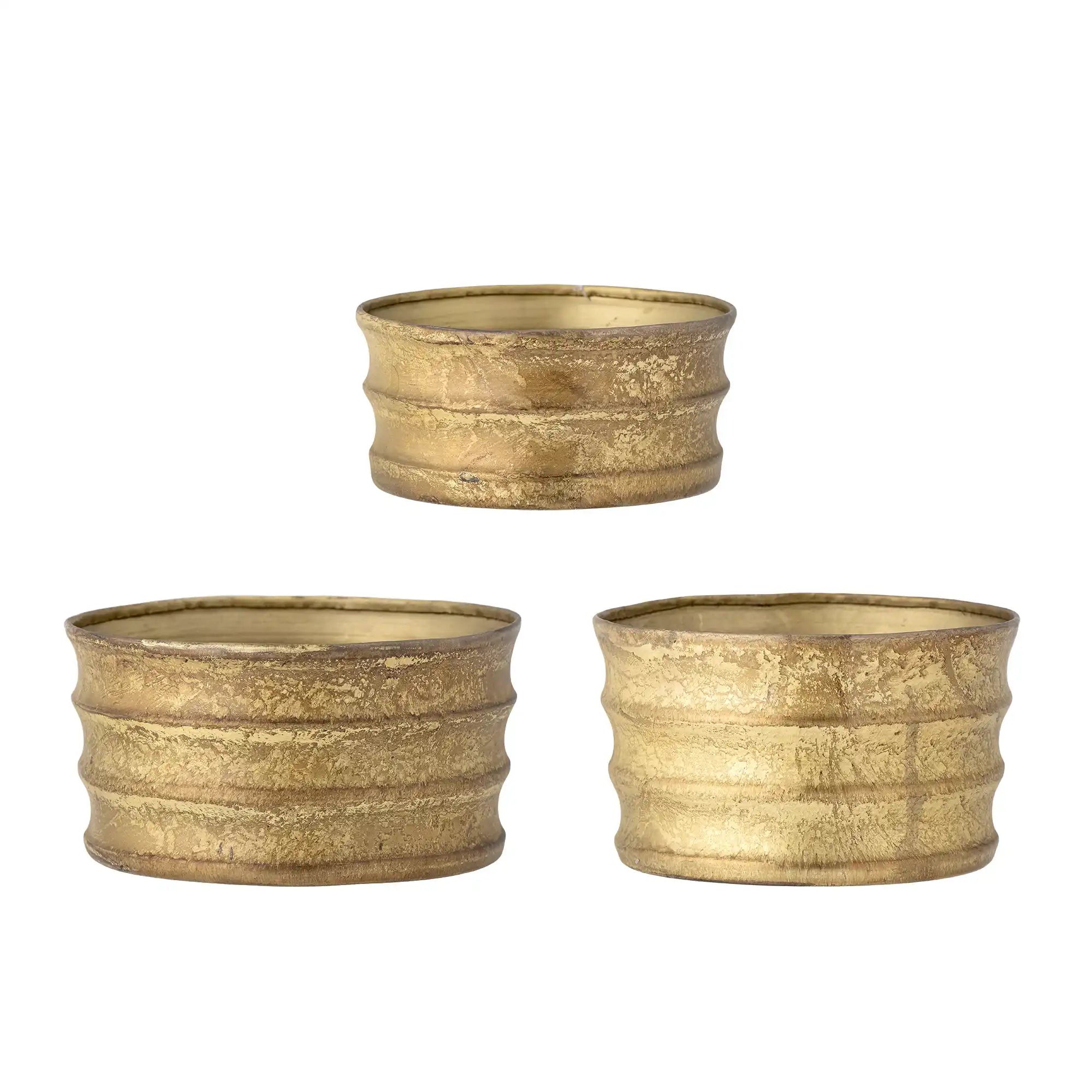Bloomingville Blumentopf Metall Gold Lucilla - Set von 3