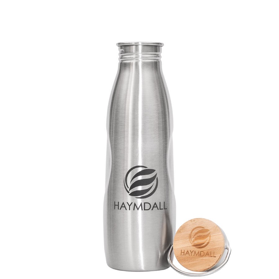 0,8l Haymdall Edition Edelstahl Trinkflasche mit Edelstahl-Bambus-Verschluss