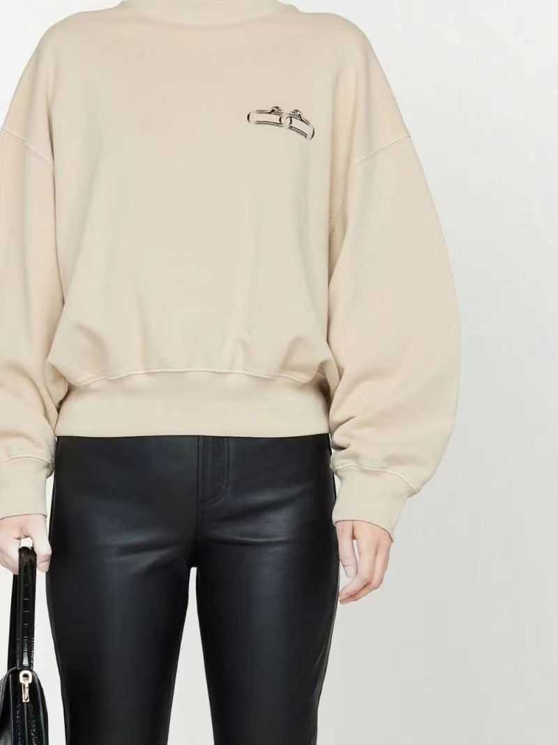 23 Anine Bing Women Fashion Cotton Classic Sweatshirt Ab Snake Letter Loop Button Print Fleece Hoodie Round Neck Sportshirt Tops