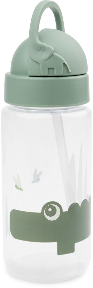 Done by Deer Flasche mit Trinkhalm Croco green