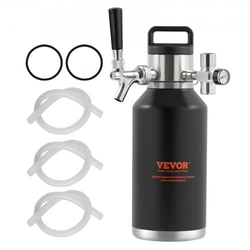 VEVOR Bierzapfanlage Mini Bierfass Bierbraugerät 1,89 L, Tragbares Druckfass-Set Doppellagige Edelstahlschicht Growler System Einstellbarer Hahn 27 ℃, Fassbier Hausbrauerei Frisch & Kohlensäurehaltig