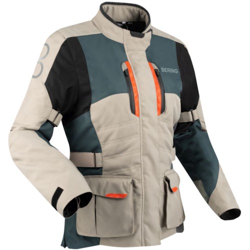 BERING Lady Siberia Jacket, Women's textile motorcycle, Beige-Grey-Orange