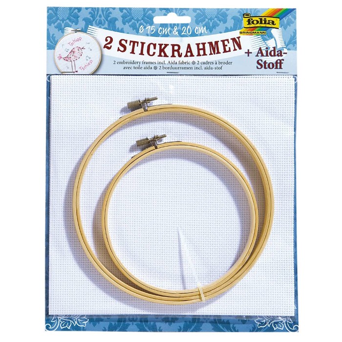 FOLIA Stickrahmen-Set inkl. Aida-Stoff aus Baumwolle