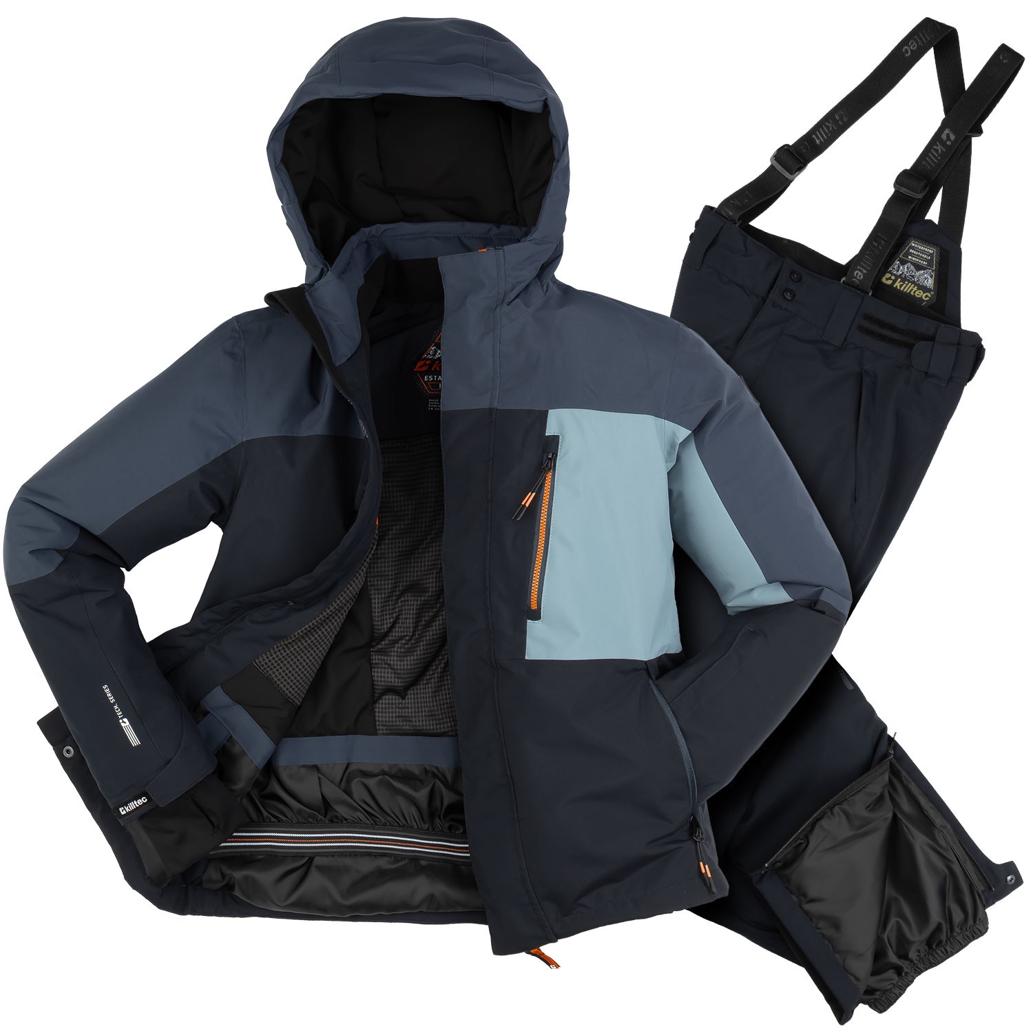 Killtec Skianzug Jungen wasserdicht 10.000 mm, Größe 140, Blau schwarz Skihose Skijacke
