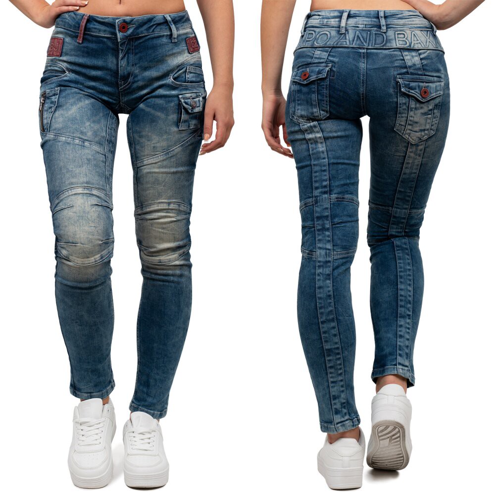 Cipo & Baxx slim fit Jeans Damen Stonewashed WD358 Blue W28/L34