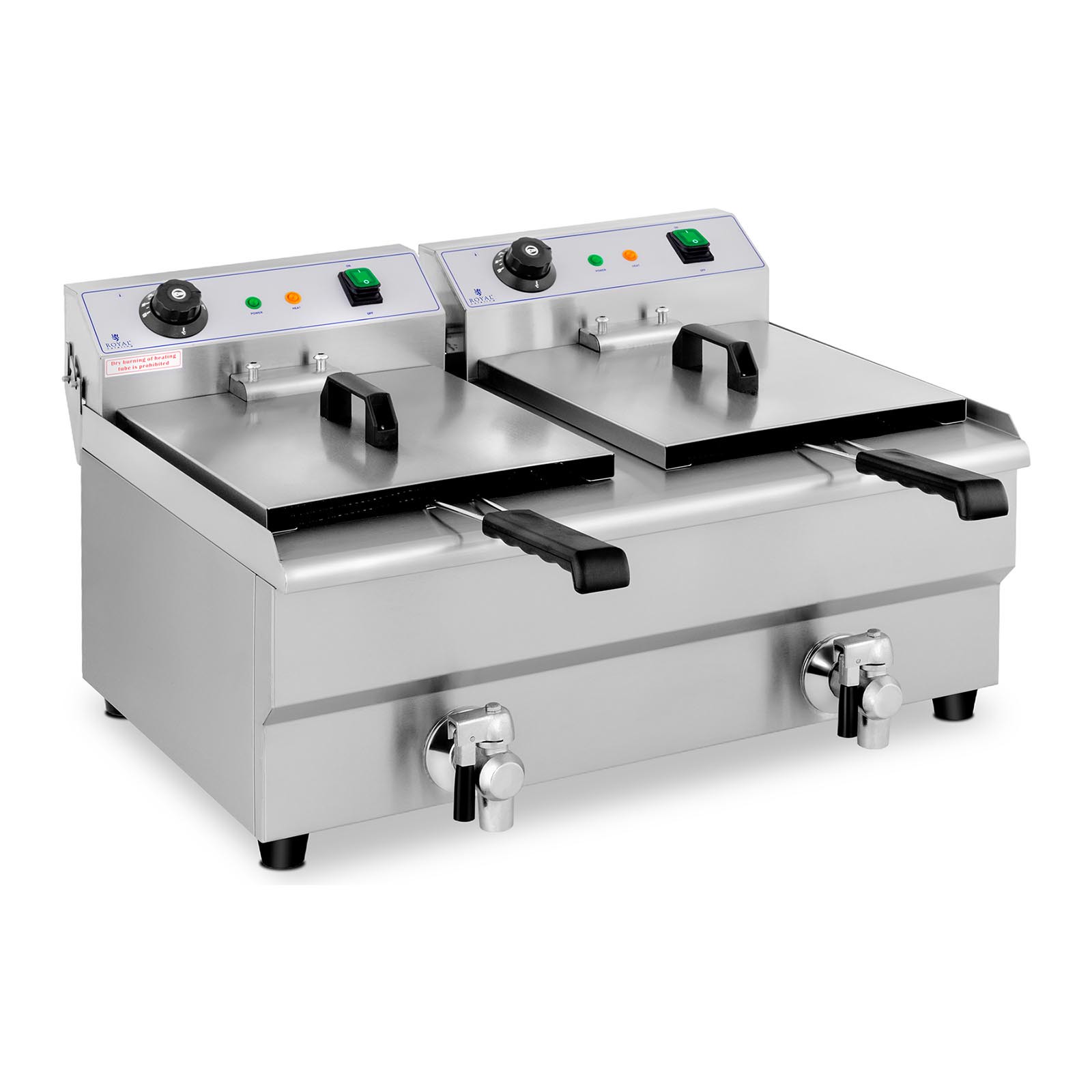 Elektro-Doppel-Fritteuse - 2 x 13 l - 6400 W - Ablasshahn - Royal Catering