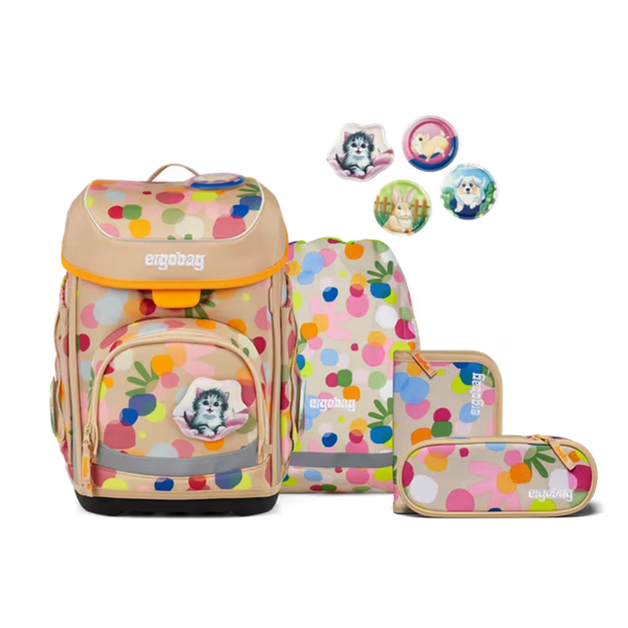 Ergobag CUBO Schulranzen-Set | Schulranzen für Kinder | Flower Powbär