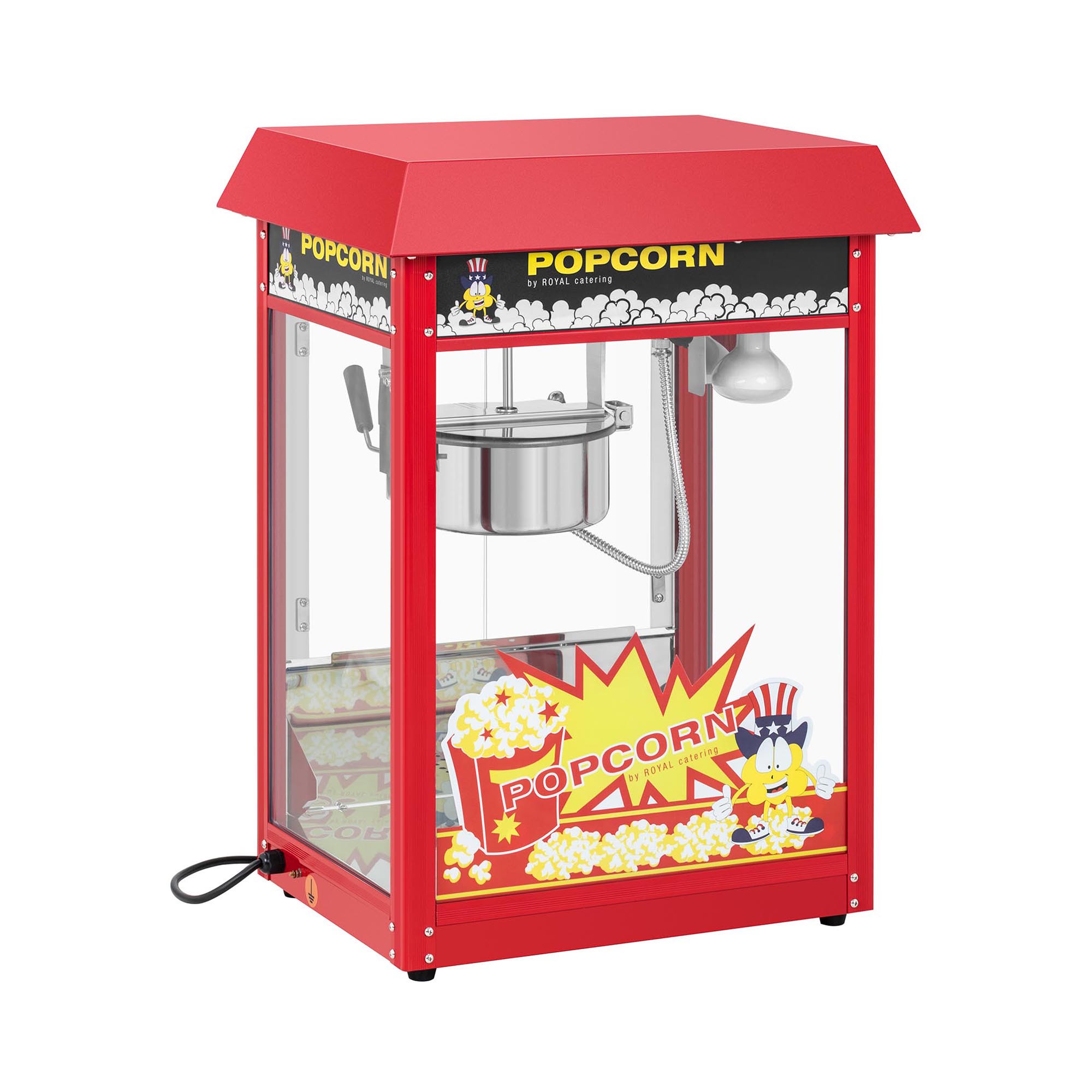 Popcornmaschine - 1500 W - 5 kg/h - Retro-Design - 195 / 235 °C - rot - Royal Catering