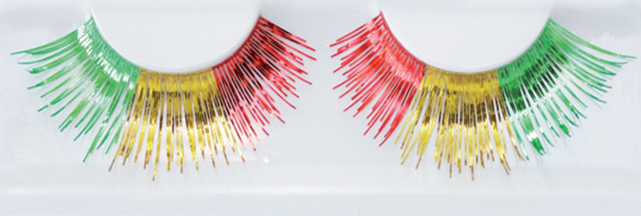 Metallic Lametta Wimpern In Jamaika-Farben