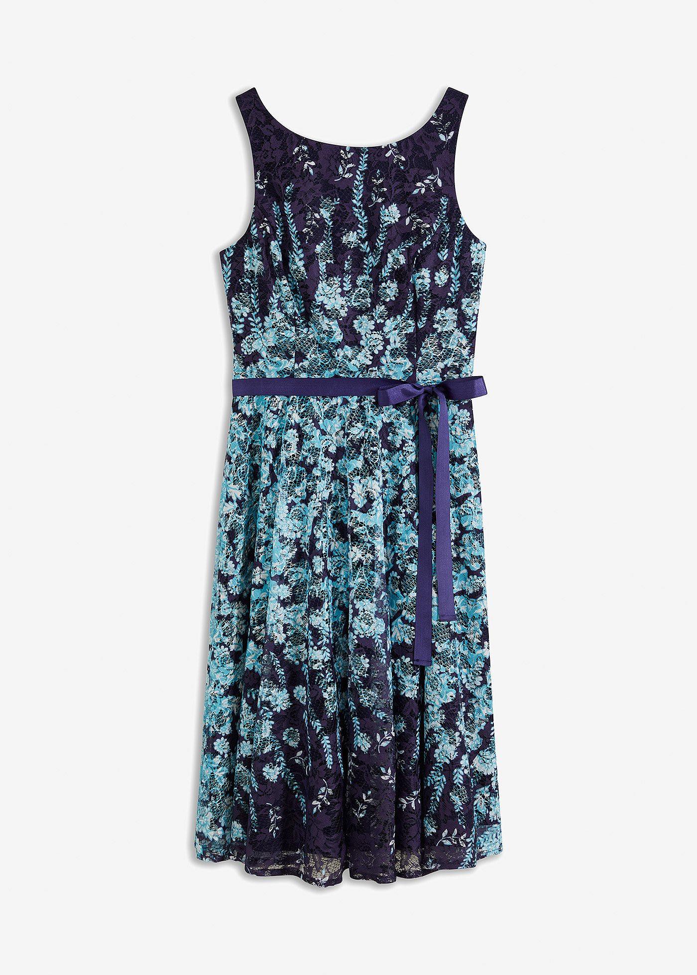 Spitzenkleid mit Satin-Band