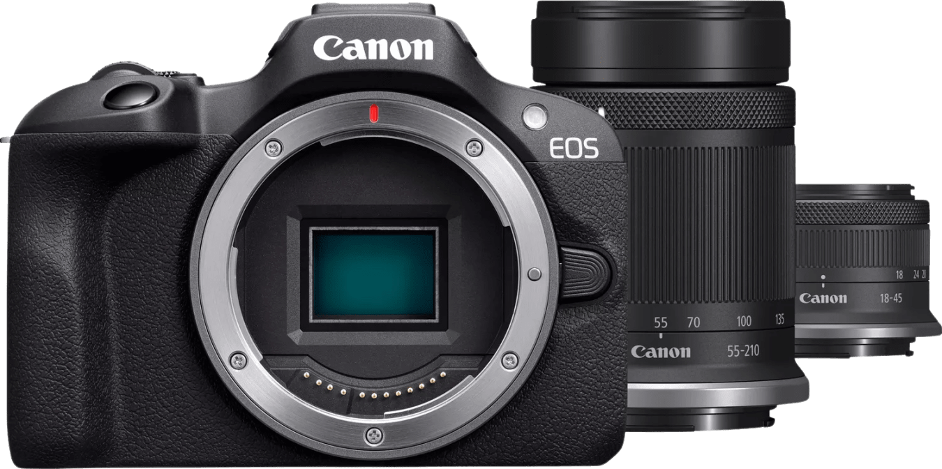 Canon EOS R100 Systemkamera, mit Objektiv RF-S 18-45mm f/4.5-6.3 IS STM + RF-S 55-210mm f/5-7.1 IS STM