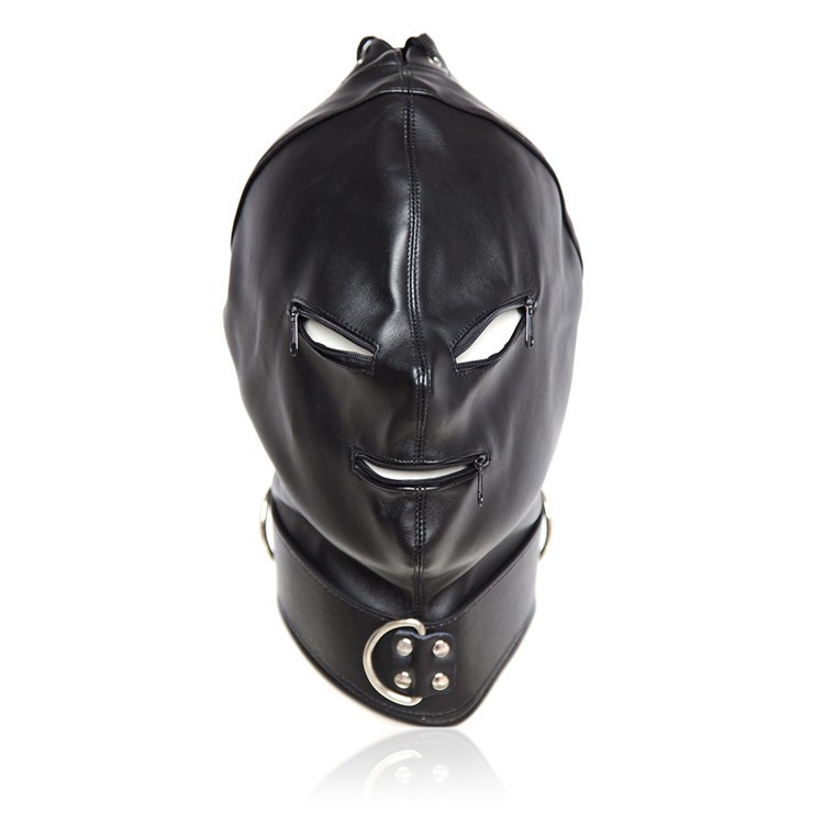 Nouveau design BDSM Capuche à fermeture à glissière avec les yeux Trous Masque Cuir Bondage Engrenage Museau Jeu Sexual Sexual Costumes B0306030