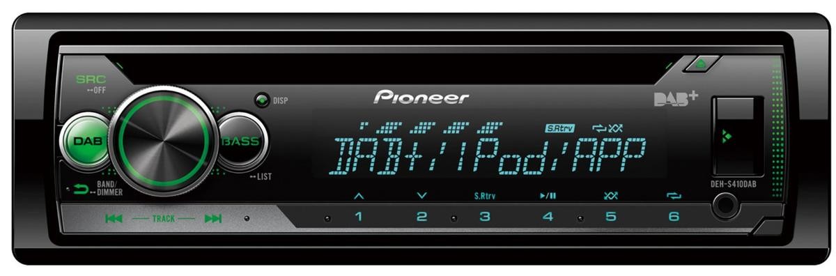 PIONEER DEH-S410DAB Autoradio Anschlüsse: AUX in, Android, WAV, 1 DIN