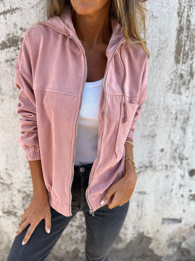 Blousons Femmes Décontracté Plain Printemps / Automne Zip Naturel Régulier Blouson Aviateur Droit Non