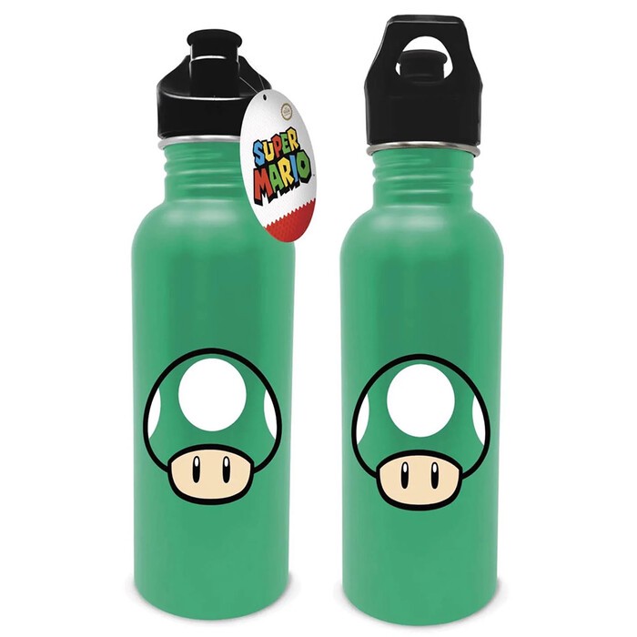 NINTENDO Trinkflasche aus Metall Mushroom 700 ml grün